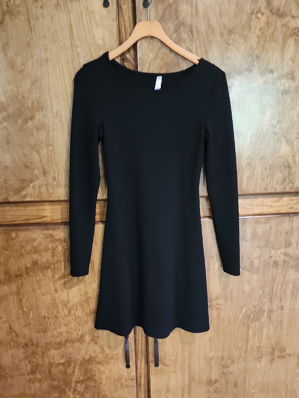 Xhilaration Black Long-Sleeve A-Line Knit Dress
